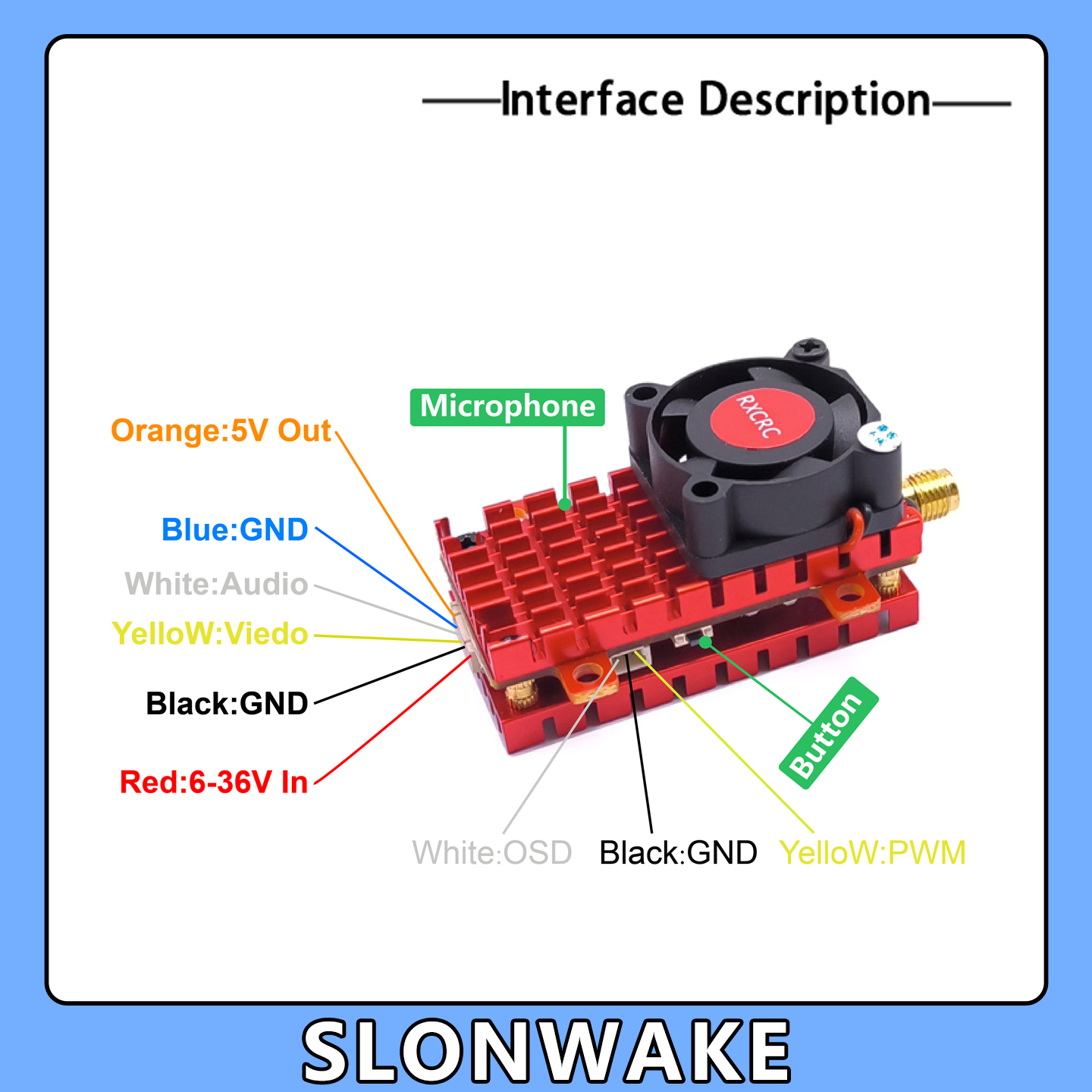 SLONWAKE 5.8G 2W VTX FPV 1800T - Drone Kf Rc 评论和价格