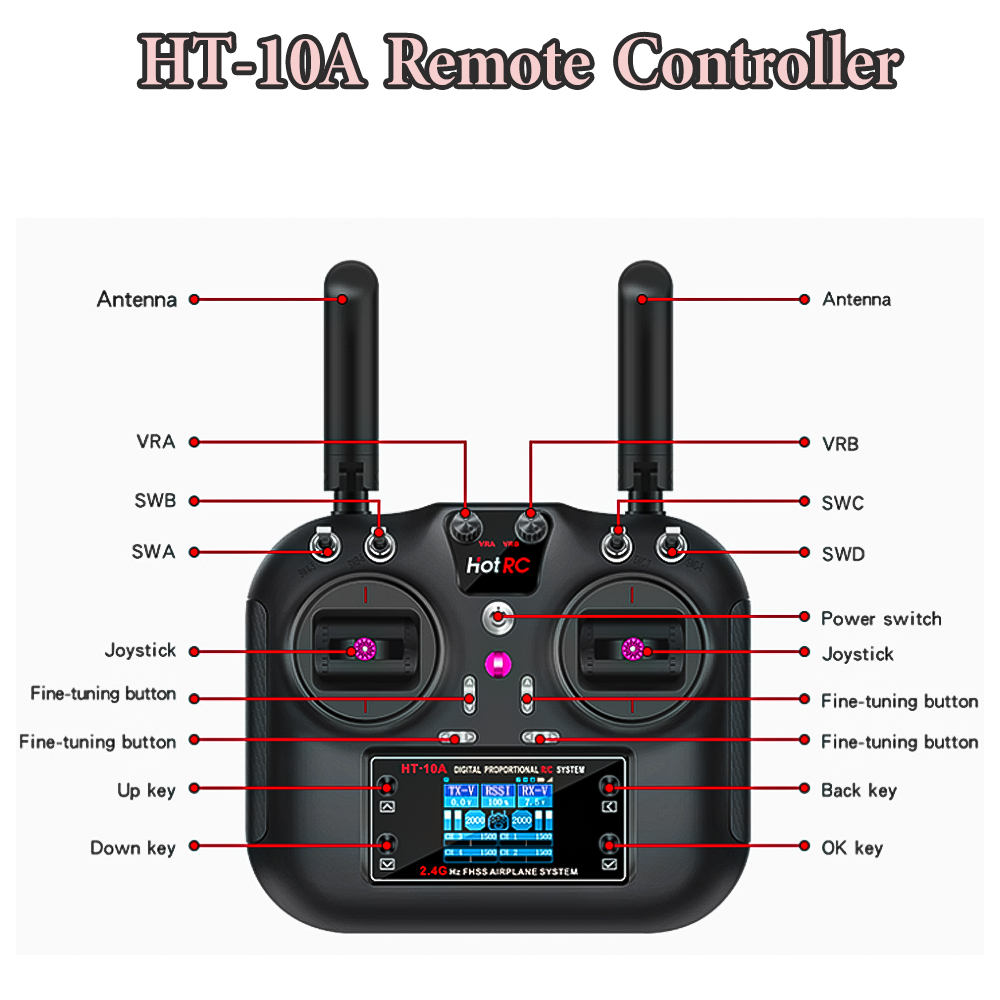 Hotrc HT-10A 2.4G 10CH Transmi - Drone Rc Receiver And Transmitter 评论和价格